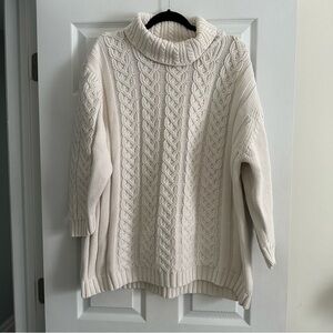 Size XL Vintage Weekend Edition Cream White 100% Cotton Cable Knit Sweater